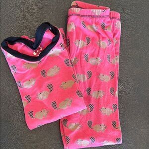 Kickee Pants Pink and Black Pajama Set with Beavers size 6